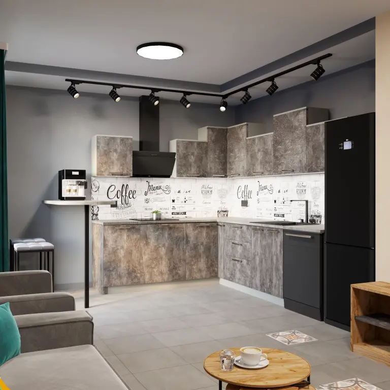 Трехкомнатный Apartment с кухней с 4 балконами