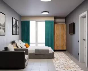 Трехкомнатный Apartment с кухней с 4 балконами