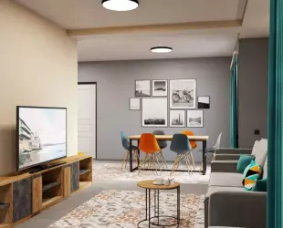 Трехкомнатный Apartment с кухней с 4 балконами